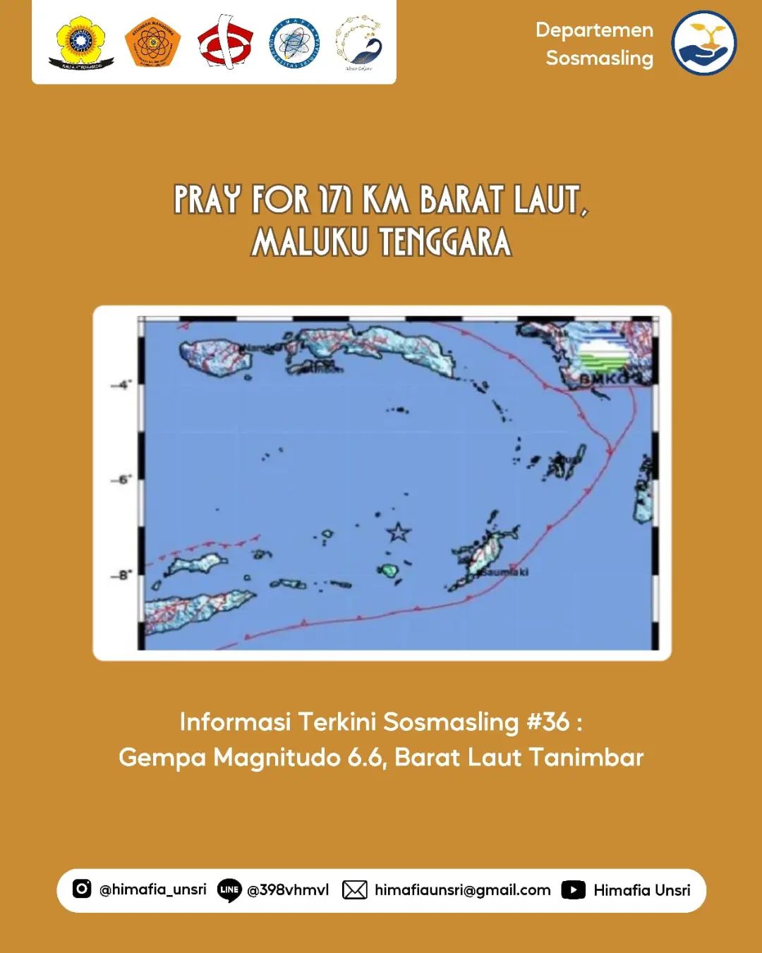 [Informasi Terkini Sosmasling #36: Gempa Mag: 6,6, Barat Laut Tanimbar]